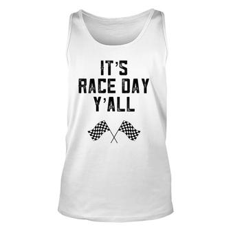 Womens Race Track Checkered Flag Fast Cars It's Race Day Yall South Tank Top | Mazezy