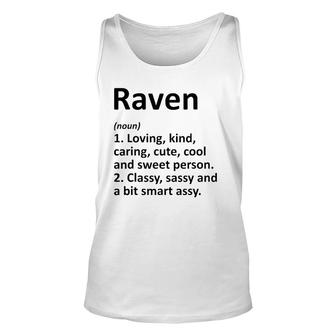 Raven Definition Personalized Name Funny Birthday Gift Idea Unisex Tank Top | Mazezy