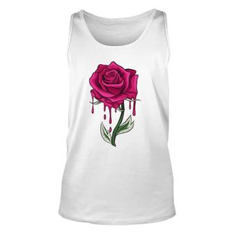 Red Rose Bleeding Floral Women Men Unisex Tank Top | Mazezy