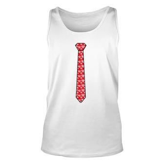 Red Tie With Hearts Cool Valentine's Day Funny Gift Unisex Tank Top | Mazezy