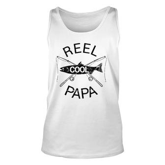 Reel Cool Papa Funny Father's Day Gift Fishing Grandpa Dad Unisex Tank Top | Mazezy