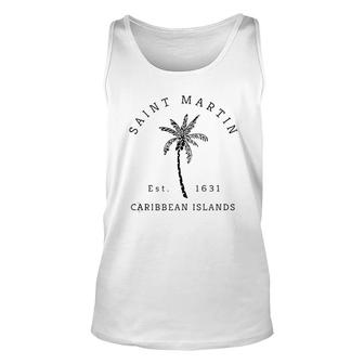 Retro Cool Martin Caribbean Islands Beach Palm Tree Unisex Tank Top - Thegiftio UK