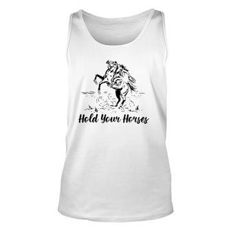 Retro Cowboy Rodeo Dad Hold Your Horses Western Tank Top | Mazezy
