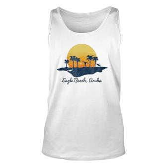 Retro Eagle Beach Aruba Beach Sunset Unisex Tank Top | Mazezy