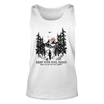 Retro Hiking Camping Keep Your Soul Clean & Your Boots Dirty Tank Top | Mazezy