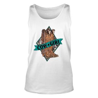 Retro Leopard Cowgirl Boots Western Country Cowboy Rodeo Dad Tank Top | Mazezy