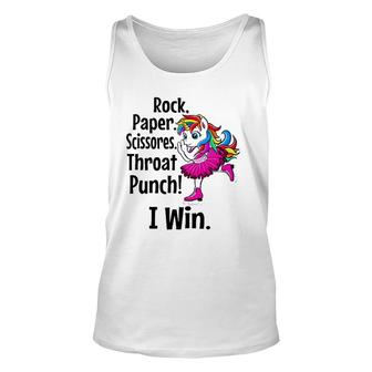 Rock Paper Scissors Throat Punch I Win Funny Unisex Tank Top | Mazezy