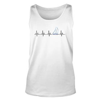 Sailing Heartbeat Funny Sailboat Unisex Tank Top | Mazezy