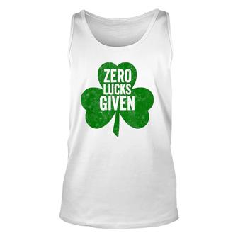 Saint Patrick's Day Funny Gift Zero Lucks Given Tank Top Unisex Tank Top | Mazezy
