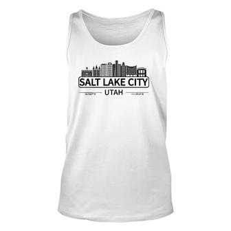 Salt Lake City Utah Cityscape, Travel To Salt Lake City Raglan Baseball Tee Tank Top | Mazezy