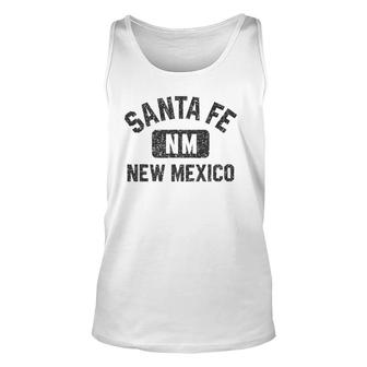 Santa Fe Nm Gym Style Black With Distressed Black Print Unisex Tank Top | Mazezy