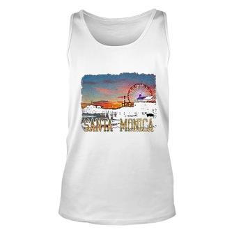 Santa Monica Pier Sunset California Unisex Tank Top | Mazezy