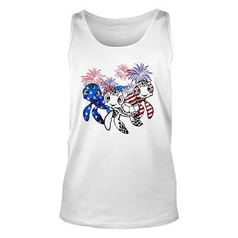 Sea Turtles 4Th Of July American Usa Flag Patriotic Unisex Tank Top | Mazezy