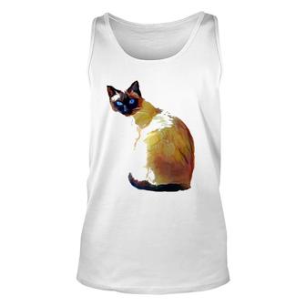 Seal Point Siamese Cat Oil Painting Unisex Tank Top | Mazezy