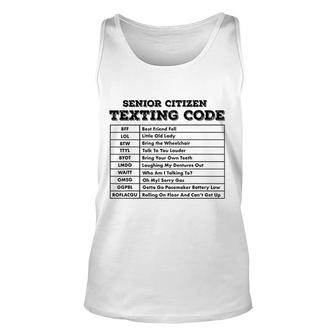 Senior Citizen Texting Code Unisex Tank Top | Mazezy