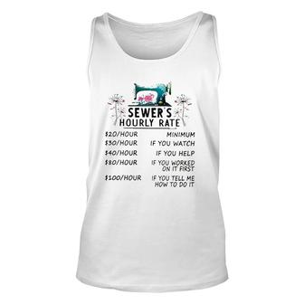 Sewer's Hourly Rate Floral Sewing Machine Dandelion Unisex Tank Top | Mazezy