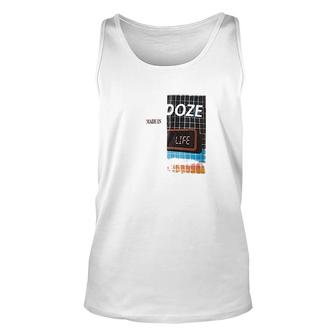 She In Womens Color Block Asymmetrical Made In Doze Life Graphic Printed Unisex Tank Top - Thegiftio
