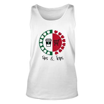 Sips And Trips Coffee Sips And Shopping Trips Unisex Tank Top - Thegiftio UK