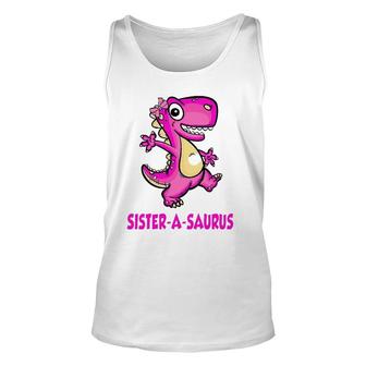 Sister-A-Saurus Saurus Dinosaur Matching Bday Fathers Tank Top | Mazezy