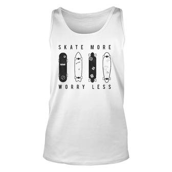 Skate More Worry Less Skateboard Lineup Sketch Unisex Tank Top | Mazezy