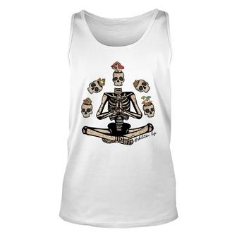 Skeleton Life Vintage Skeleton Mediatation Yoga Practice Design Gift Unisex Tank Top - Thegiftio UK