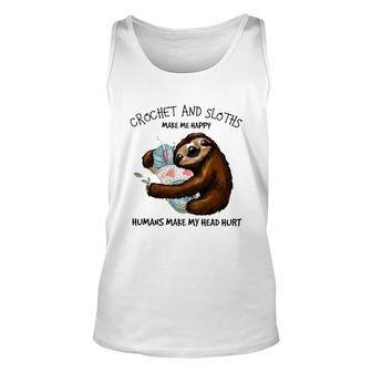 Sloth And Crochet Make Me Happy Unisex Tank Top | Mazezy