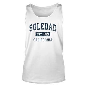 Soledad California Ca Vintage Sports Design Navy Print Unisex Tank Top | Mazezy