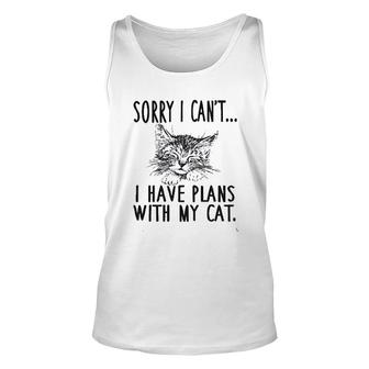 Sorry I Cant I Have Plans With My Cat Cute Cat Unisex Tank Top - Thegiftio