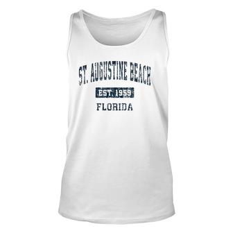 St Augustine Beach Florida Fl Vintage Sports Design Navy Unisex Tank Top | Mazezy
