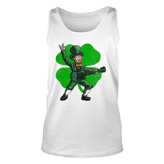 St Patrick's Day Rock And Roll Leprechaun Guitar Unisex Tank Top | Mazezy