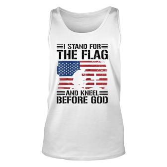 I Stand For The Flag And Kneel Before God Raglan Baseball Tee Tank Top | Mazezy