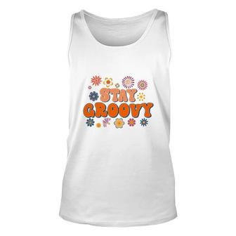 Stay Groovy Colorful Flower Hippie Style Unisex Tank Top - Thegiftio UK