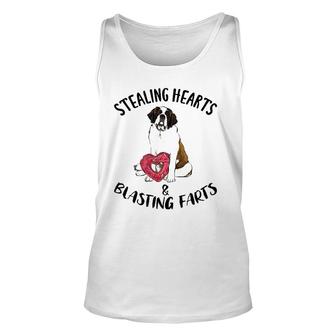 Stealing Hearts Blasting Farts St Bernard Valentine's Day Unisex Tank Top | Mazezy CA