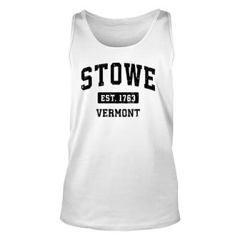 Stowe Vermont Vt Vintage Sports Design Black Design Unisex Tank Top | Mazezy
