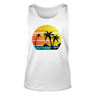 Sunset Coconut Palm Trees Summer Vibes Retro Tropical Summer Tank Top | Mazezy