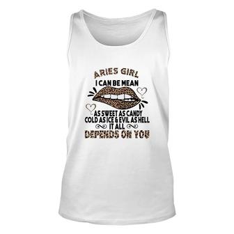 Sweet As Candy Cold As Ice Aries Leopard Aries Girls Birthday Gift Unisex Tank Top - Seseable
