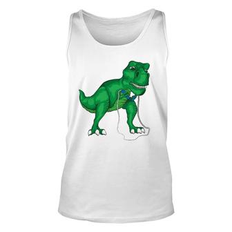 T-Rex Hates Jump Rope Cute Love Dinosaurs Funny Gym Gift Unisex Tank Top | Mazezy