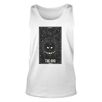 Tarot Card Crescent Sun And Cat Graphic Unisex Tank Top | Mazezy