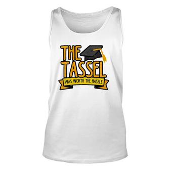 Womens The Tassel Was Worth The Hassle Graduation 2021 Graduate V-Neck Tank Top | Mazezy