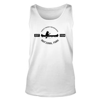 Tennessee Great Smoky Mountains National Park Bear Canoe Unisex Tank Top | Mazezy