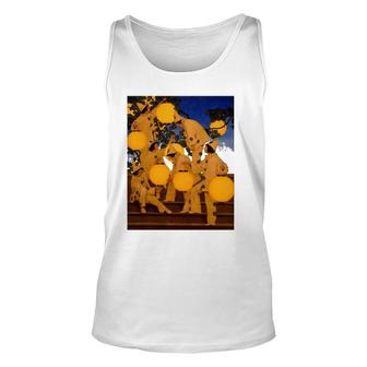 The Lantern Bearers Famous Painting By Parrish Unisex Tank Top | Mazezy