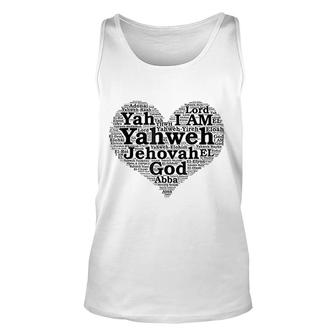 The Names Of God Yahweh Jehovah I Am Bible Scripture Unisex Tank Top - Thegiftio UK
