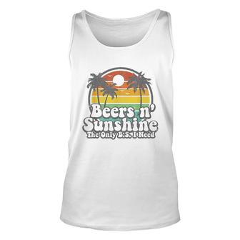 The Only I Need Is Beers And Sunshine Retro Beach Gift Unisex Tank Top - Thegiftio