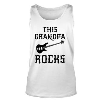 This Grandpa Rocks Father's Day Birthday Guitar Gift Unisex Tank Top | Mazezy