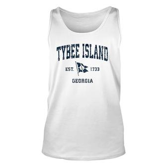Tybee Island Ga Vintage Sports Navy Boat Anchor Flag Unisex Tank Top | Mazezy