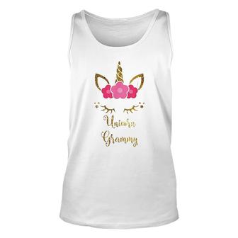 Unicorn Grammy Cute Floral Face Gift Unisex Tank Top | Mazezy