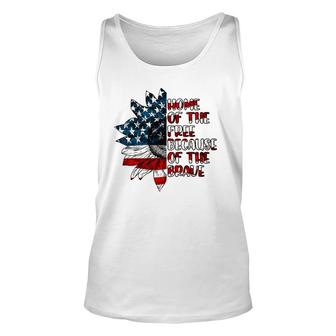 US Flag Sunflower Home Of The Free Because Of The Brave Unisex Tank Top | Mazezy