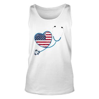 Usa Flag Heart 4Th Of July Gifts Nurse Unisex Tank Top | Mazezy