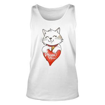 Valentine Cat Love Heart Meow Meme Valentine Lover Couple Unisex Tank Top | Mazezy
