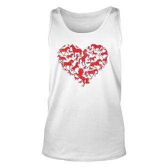 Valentine's Day I Love Horses Distressed Heart Equestrian Unisex Tank Top | Mazezy
